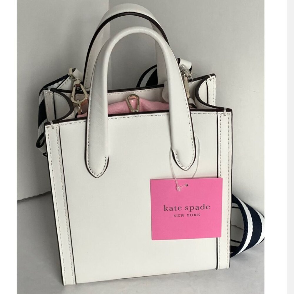 Kate Spade Manhattan Mini Tote Crossbody White Leather Shoulder Bag - Picture 3 of 14